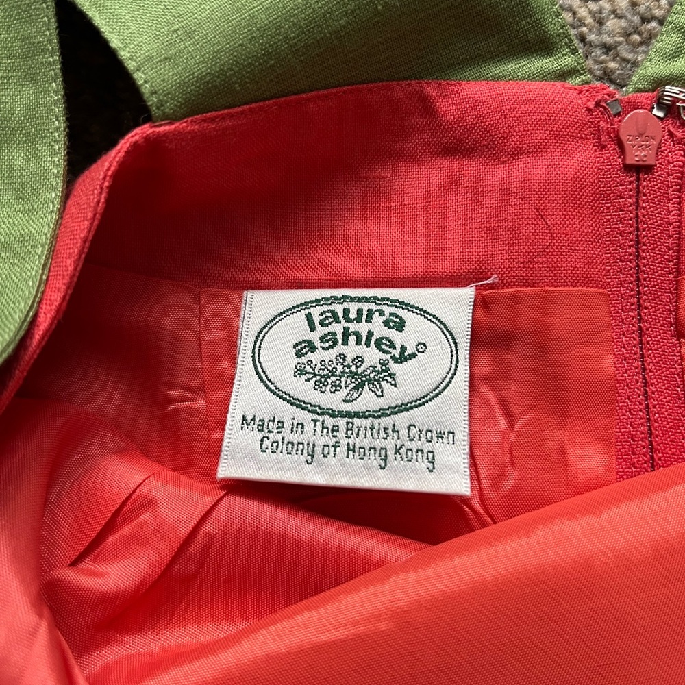RARE! Vintage Laura Ashley Watermelon Linen Dress (4) - Picture 3 of 5